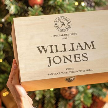 Engraved Classical Wooden Christmas Eve Box, 3 of 3