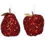 Red Sequin Apple And Pear Decoration, thumbnail 2 of 2