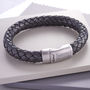 Men's Personalised Leather And Steel Clasp Bracelet, thumbnail 1 of 5