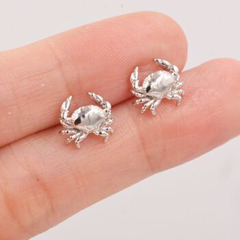 Sterling Silver Crab Stud Earrings, 7 of 12