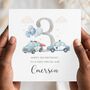 Police Cars 3rd Birthday Card, 1st 2nd Birthday Card For Son, Nephew, Any Relationship, thumbnail 1 of 4