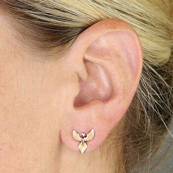 18ct Gold Plated Phoenix Stud Earrings, 3 of 7