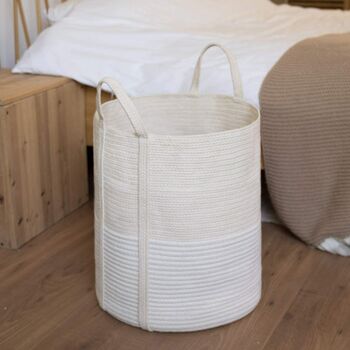 Natural Cotton Rope Storage Basket Beige And White, 3 of 4