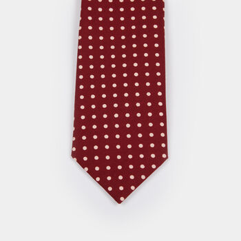Mens Burgundy And Ivory Polkadot Slim Style Tie, 9 of 10