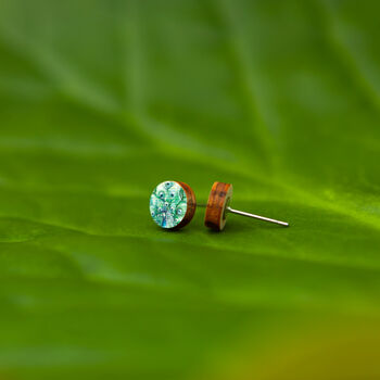 Inky Peacock Birch Hypoallergenic Tiny Stud Earrings, 4 of 12