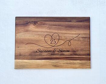Anniversary Gift Engraved Heart Chopping Board, 2 of 9