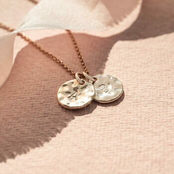 Personalised Hammered Initial Disc Necklace, 3 of 9
