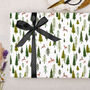 Three Sheets Of Christmas Trees And Deer Wrapping Paper, thumbnail 1 of 2