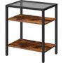 Three Tier Slim Glass Top Side Table Bedside Table, thumbnail 6 of 9