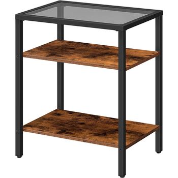 Three Tier Slim Glass Top Side Table Bedside Table, 6 of 9