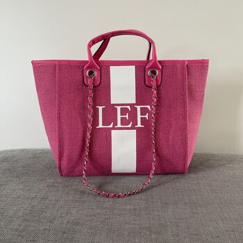 Personalised Stripe Style Chain Large Initial Tote Bags, 3 of 8