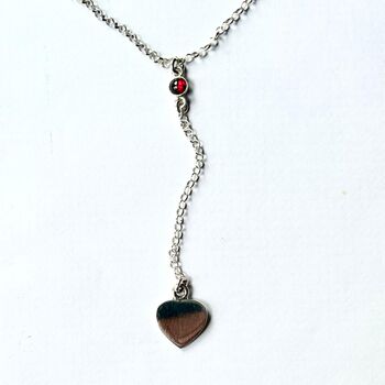 Sterling Silver Heart Lariat Necklace With Love Stone, 5 of 6