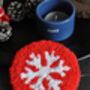 Christmas Snowflake Punch Needle Mug Rug And Coaster, thumbnail 3 of 5