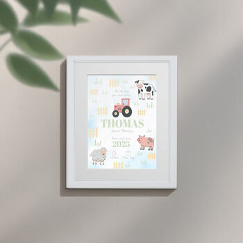 Personalised On The Day You Were Born Farmyard Framed Print, 8 of 10