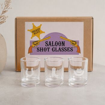 Engraved Country And Western Cowboy Shot Glasses, Set Of Three, 5 of 12