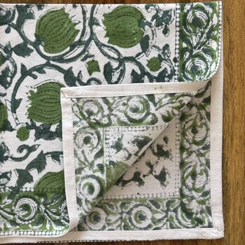 Dining Napkins, Indian Block Print, 18 Inches, 3 of 8