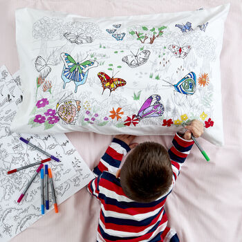 Butterfly Pillowcase Kit + 10 Pens, Colour In And Learn, 4 of 5
