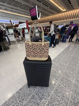 Trendy Ebony/ Ivory Leopard Print Crocbaggs, Includes Name Initial Charm, 5 of 12