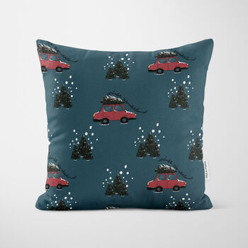 Christmas Cars Teal Cushion, 3 of 4