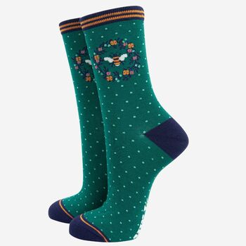 Womens Floral Bee Bamboo Socks Gift Set, 5 of 5