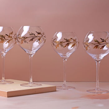 G Decor Set Of Four Wild Vine Hand Painted Gin Glasses Inspired By Nature, 2 of 5