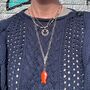 Poisson Colourful Fish Carved Gemstone Long Chain Necklace, thumbnail 2 of 5