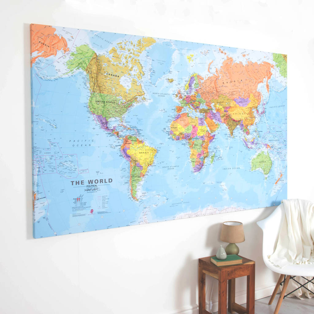 Giant Canvas World Map By Maps International | notonthehighstreet.com