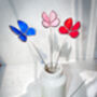 Stained Glass Butterfly Plant Stake Blue Pink Red, thumbnail 4 of 9