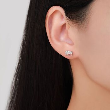 Cute Elephant Stud Earrings In Sterling Silver, 11 of 11