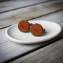 Tan Initial Leather Wedding Cufflinks, thumbnail 1 of 4