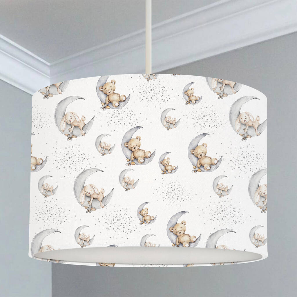 Bedtime For Bunny And Bear Lampshade, White