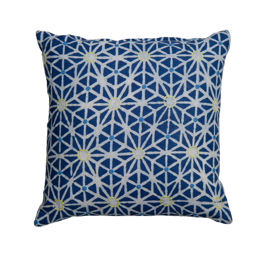 Taraka Indigo Embroidered Cushion Cover, 1 of 3