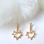 Cubic Zirconia Hollow Heart Charm Drop Earrings In 18k Gold Plated Hoops, thumbnail 2 of 6