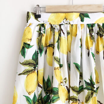 Lemon Print Cotton Midi Skirt, 5 of 7