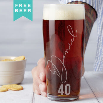 Personalised Name And Age Birthday Beer Glass, 2 of 7
