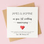 Personalised 1st Paper Wedding Anniversary Card For Couple, thumbnail 1 of 6