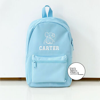 Blue Personalised Name/Initials Unisex Mini Backpack, 6 of 8