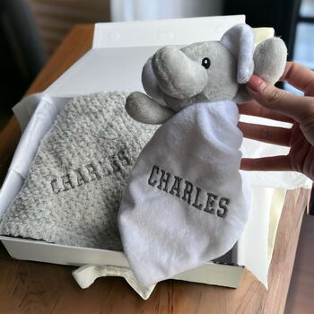 Personalised Baby Blanket And Elephant Comforter, 7 of 11