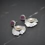 Raw Red Ruby, Pearl Sterling Silver Earrings, thumbnail 4 of 7