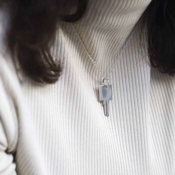 Sterling Silver Key Necklace Large, 2 of 7