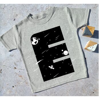 Personalised Initial Space Theme T Shirt, 2 of 4