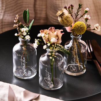 Engraved Place Setting Vase Favour, 2 of 4