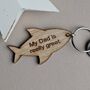 'My Dad Is Reelly Great' Wooden Fish Keyring, thumbnail 1 of 2