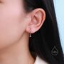 Sterling Silver Opal Trio Droplet Tiny Huggie Hoop Earrings, thumbnail 5 of 12