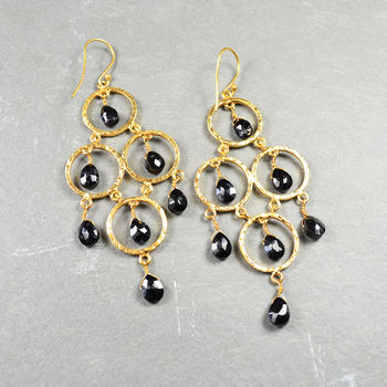 Cosima Earrings Gold And Black Onyx, 2 of 3