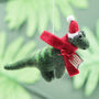 Personalised Felt Dinosaur Specs Christmas Decoration, thumbnail 4 of 5