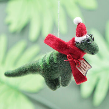 Personalised Felt Dinosaur Specs Christmas Decoration, 4 of 5