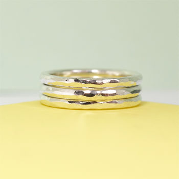 Hammered Sterling Silver Stacking Rings, 3 of 6