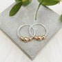 Sterling Silver Hoops With Three 9ct Solid Gold Beads, thumbnail 3 of 5