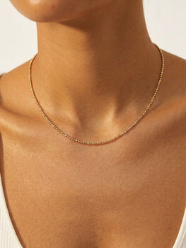 Two Tone Thin Beaded Necklace – Mixed Metal Layering Chain, 2 of 5
